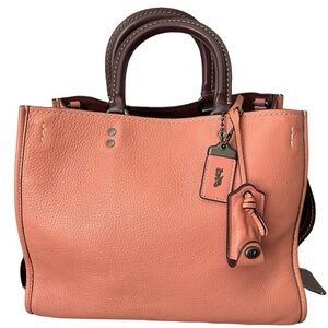 Coach Rogue 30 Satchel Crossbody Bag Melon Leather Gunmetal Oxblood Trim
